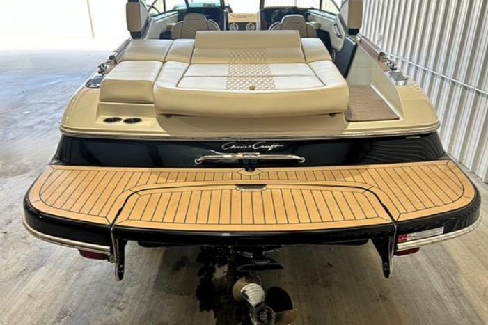 2025 Chris-Craft Sportster 25 boat with elegant rear deck and luxurious seating.