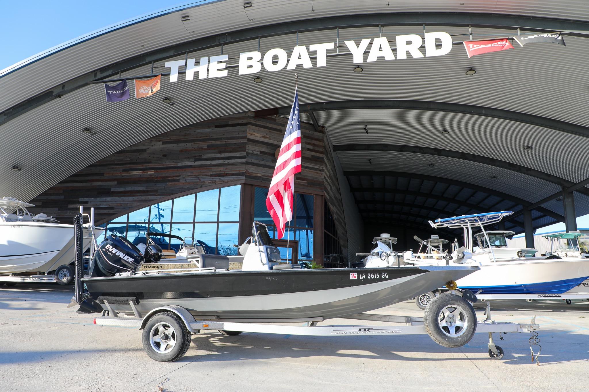 2019 Express 18 boat on trailer at The Boat Yard dealership.