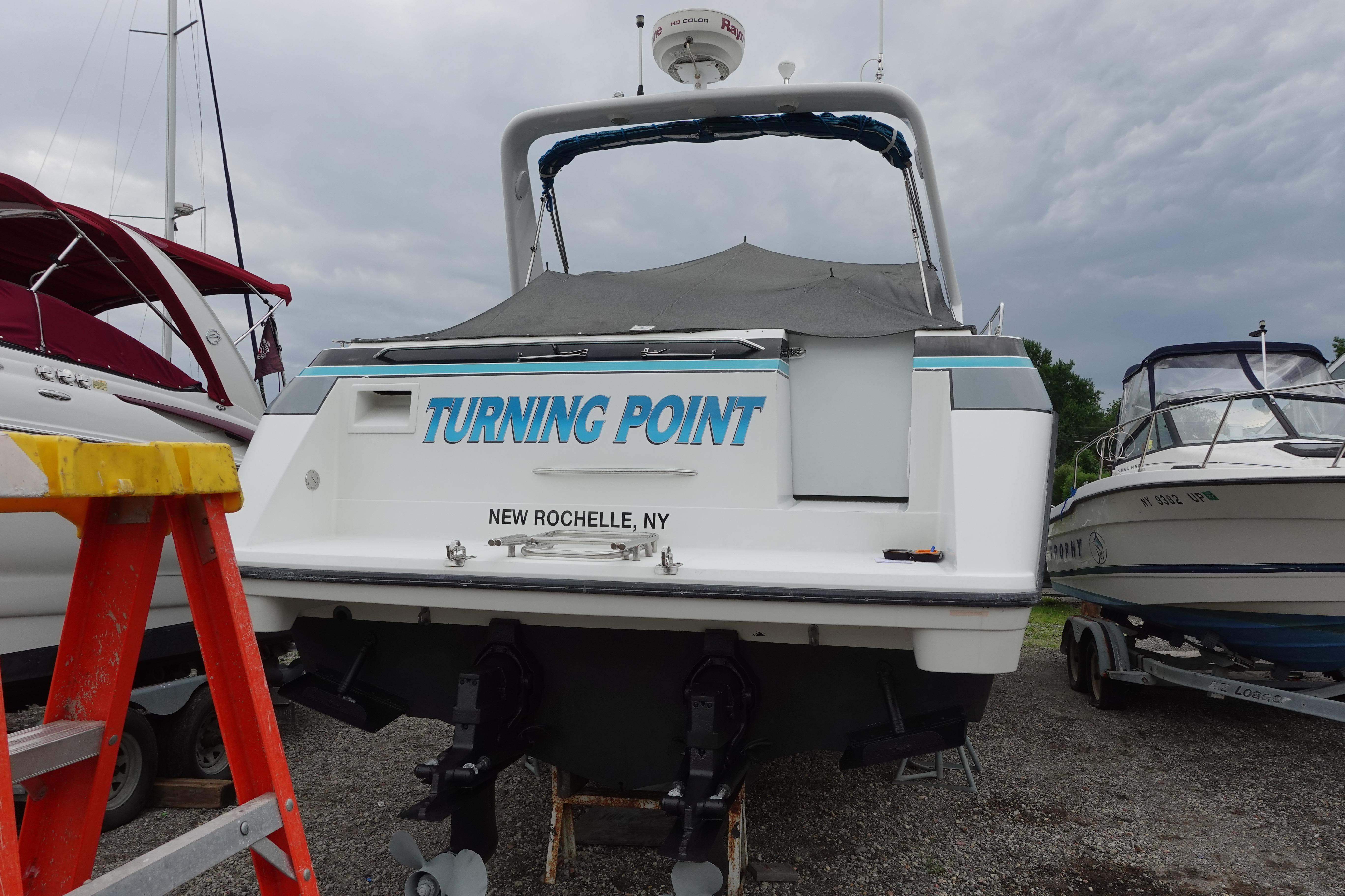 1993 Formula 34 Performance Cruiser named "Turning Point" in New Rochelle, NY, docked outdoors.