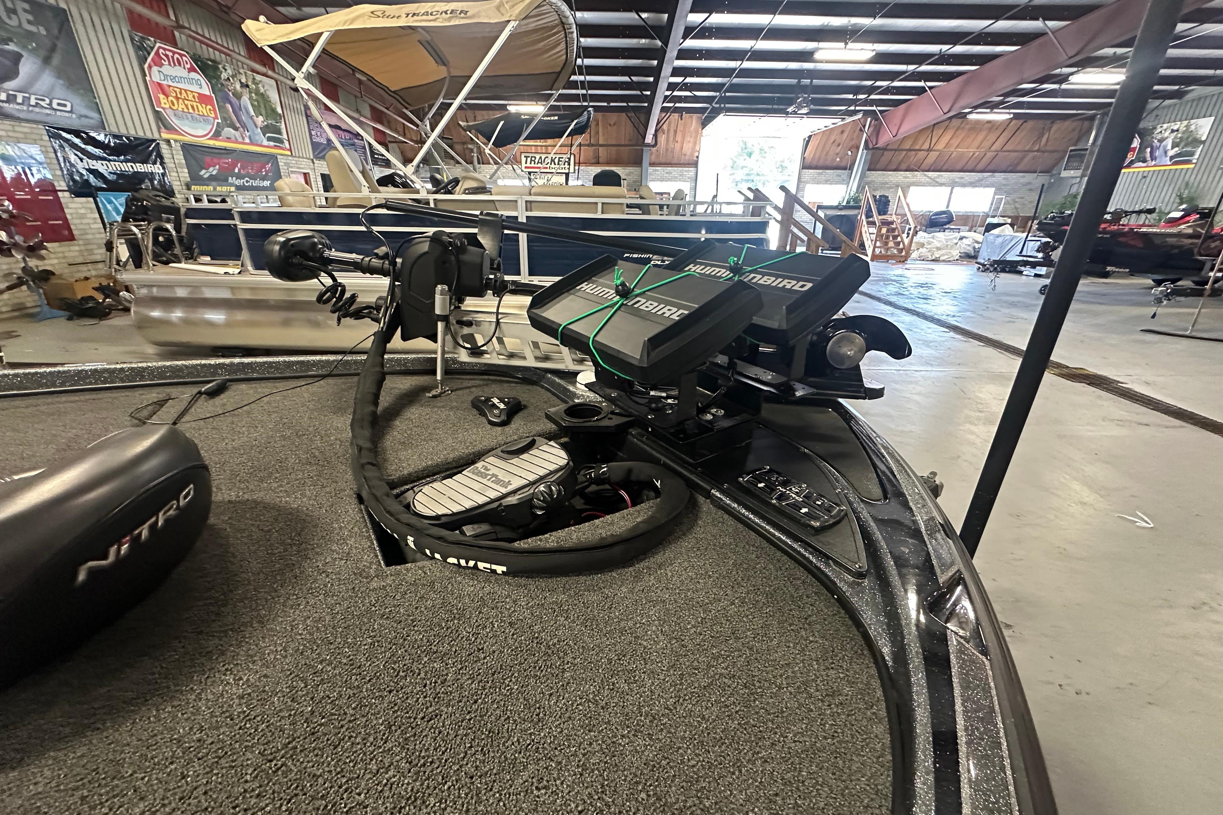 Nitro Z20 Pro 2018 boat with Humminbird electronics in a showroom.