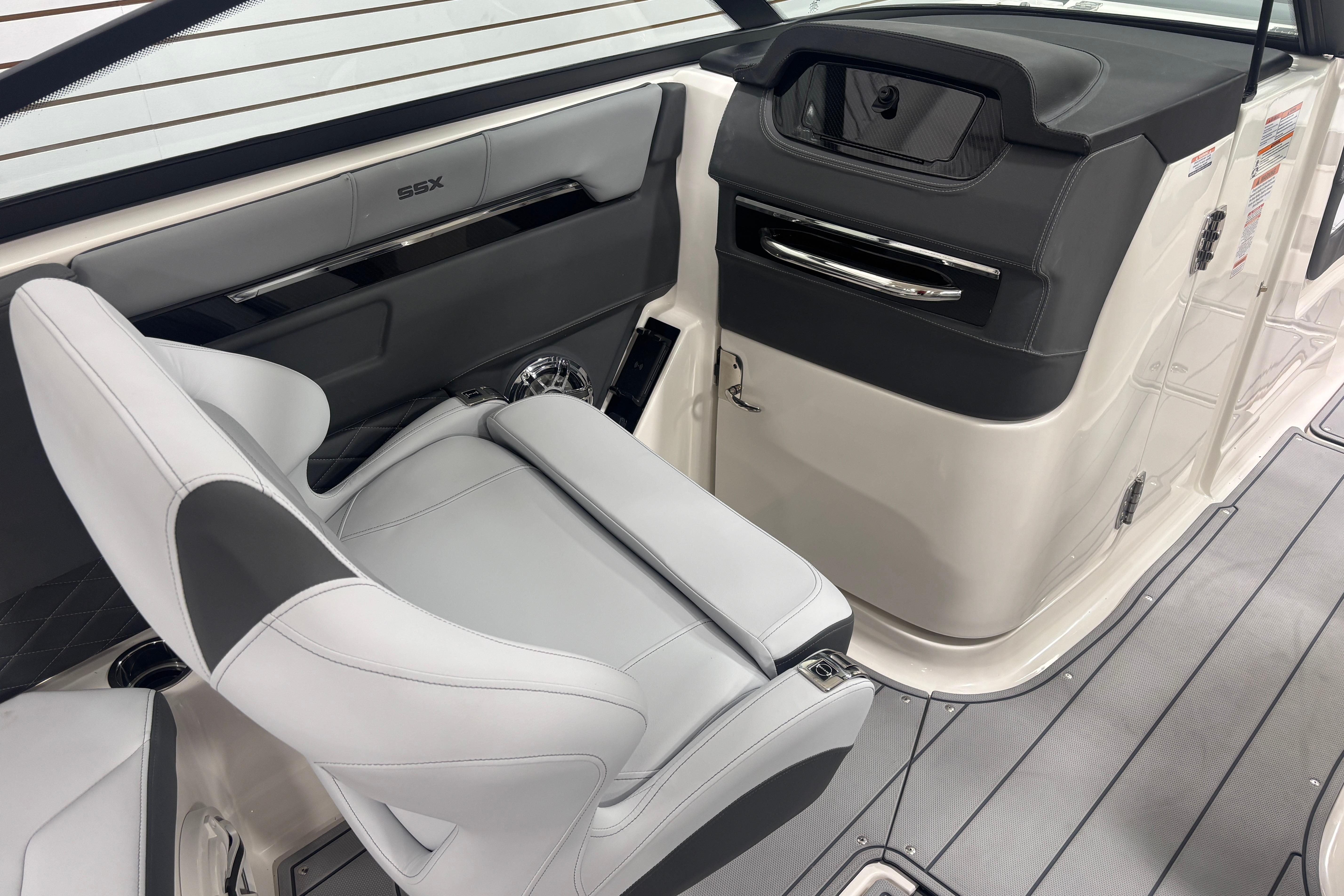 2026 Chaparral SSX 30 boat interior with sleek seating and modern dashboard design.