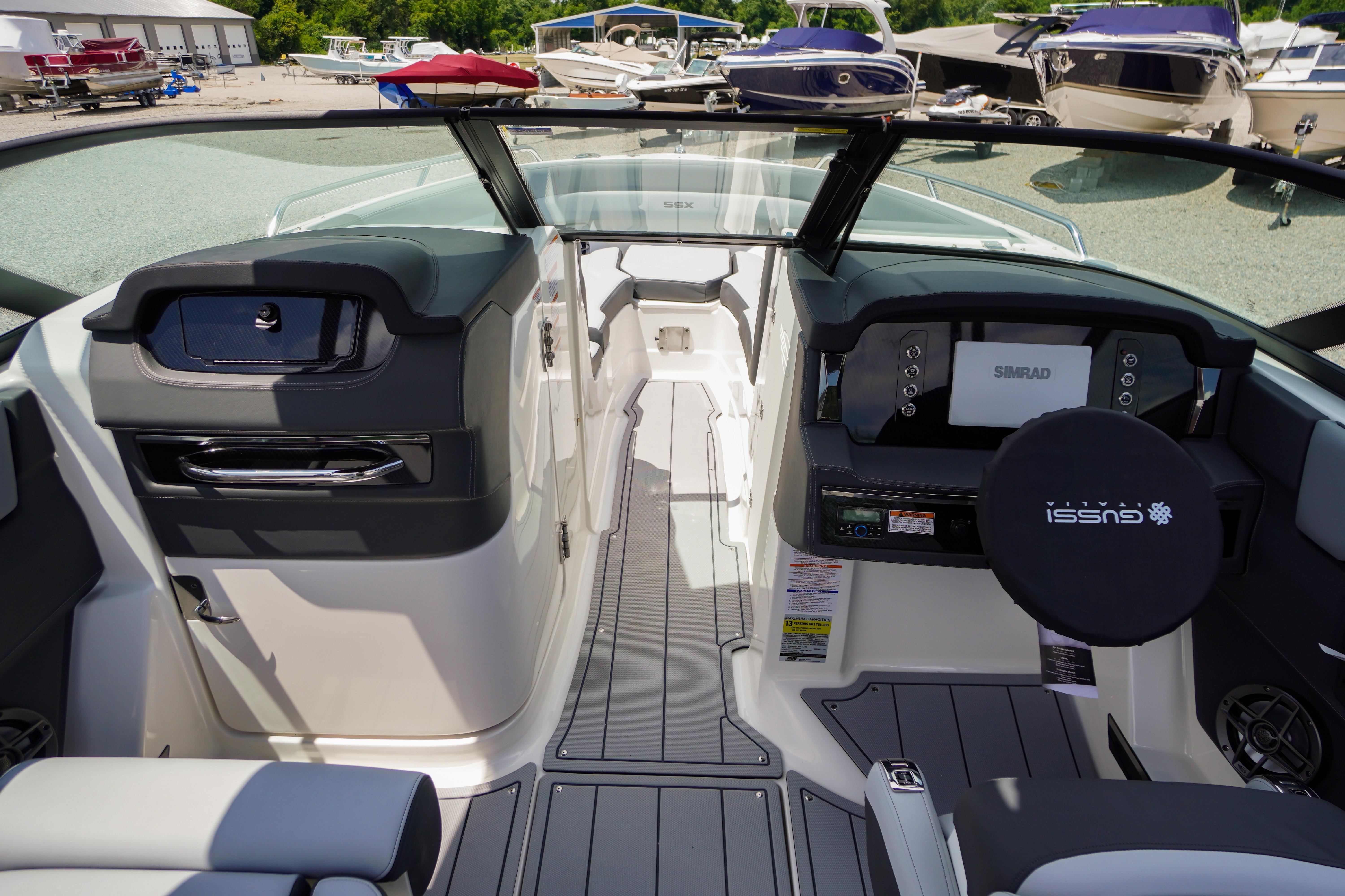 2026 Chaparral SSX 4 boat interior with modern dashboard and seating.