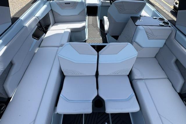 Interior of 2026 MasterCraft XStar 25 boat with luxurious seating and modern design.