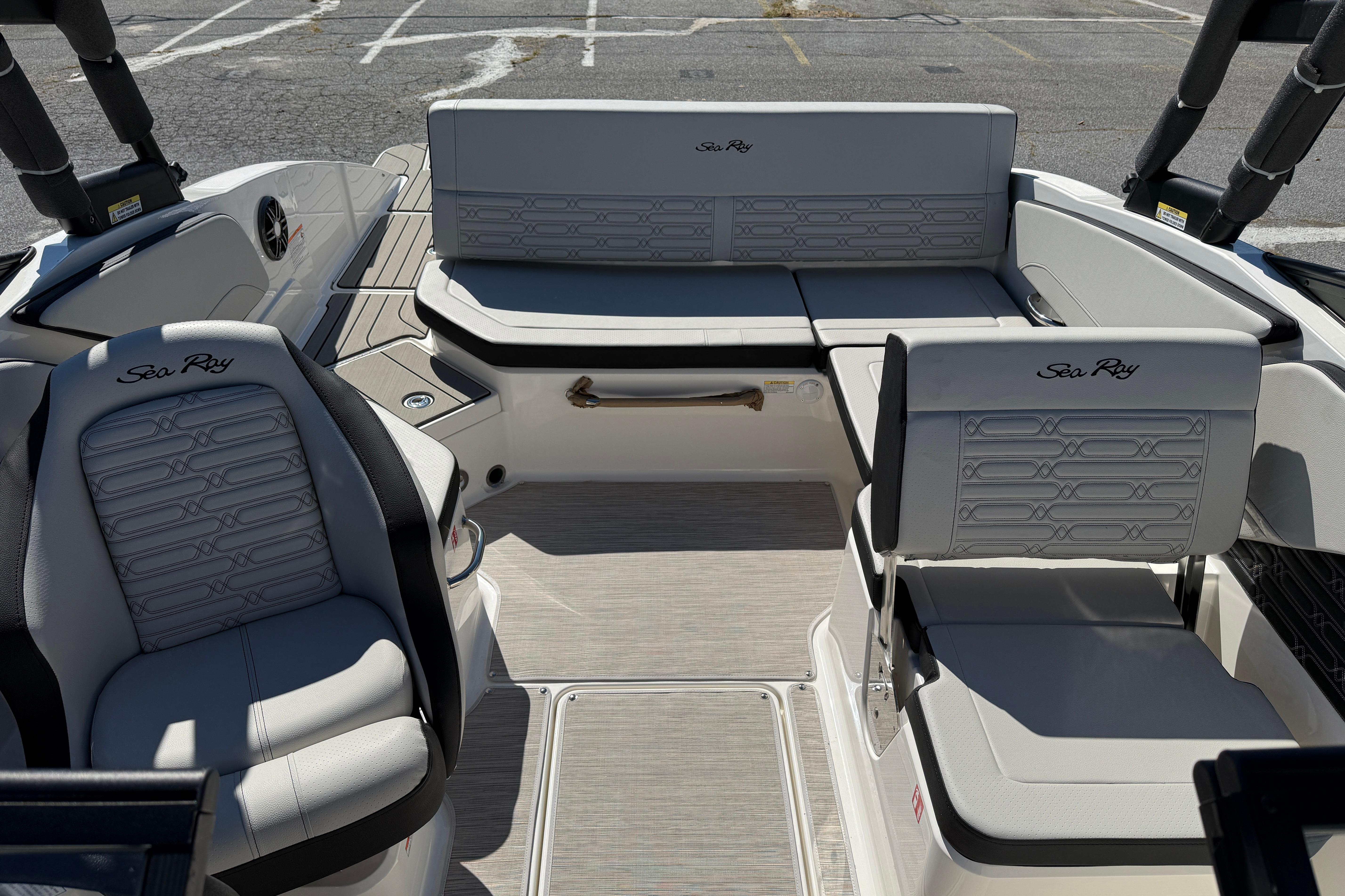 2026 Sea Ray SPX 210 boat interior with stylish seating and modern design.