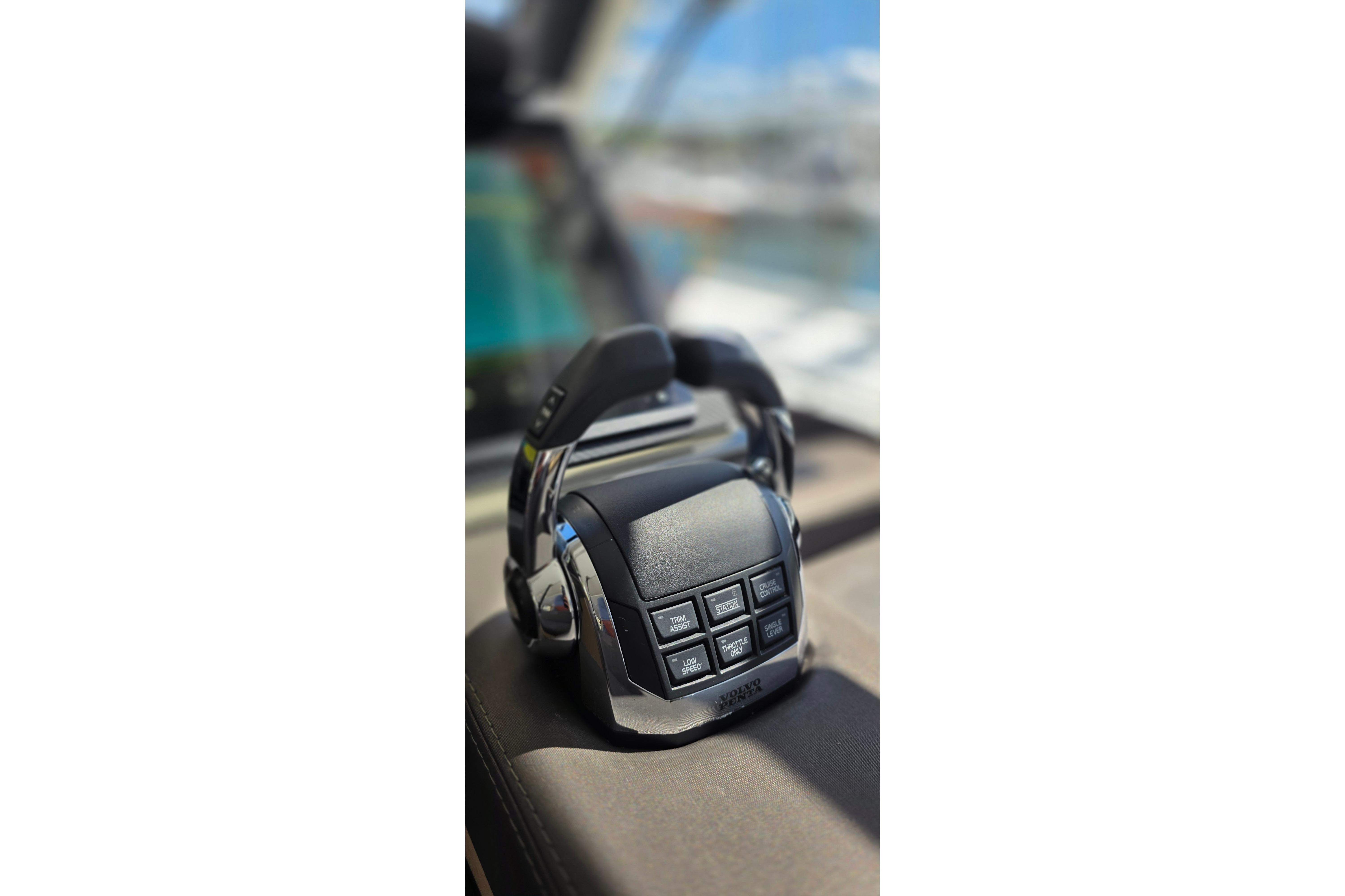 Control panel of a 2018 Fountaine Pajot Motor Yacht 44, featuring modern navigation controls.