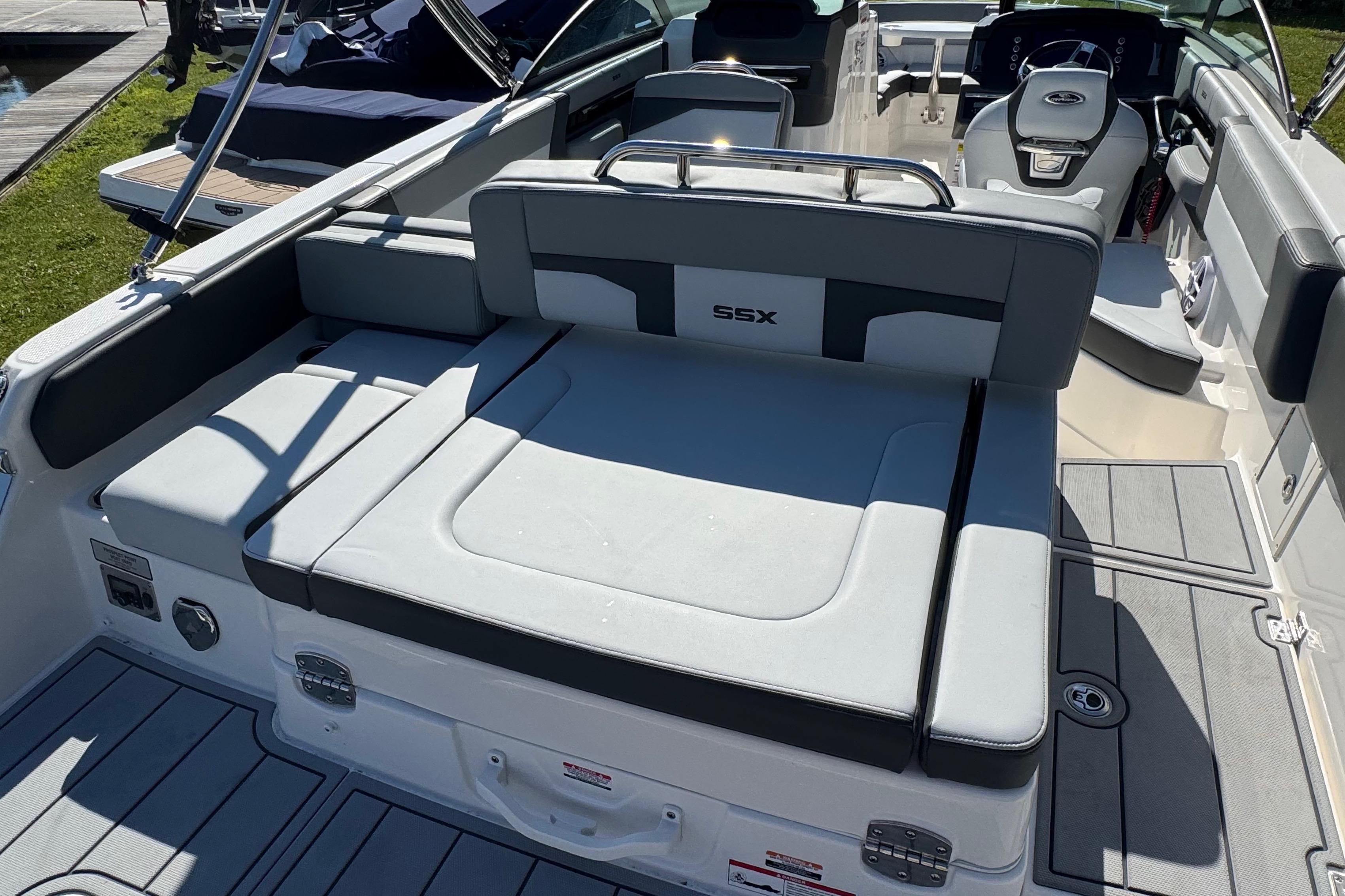2026 Chaparral SSX 4 boat interior with sleek seating and modern design.