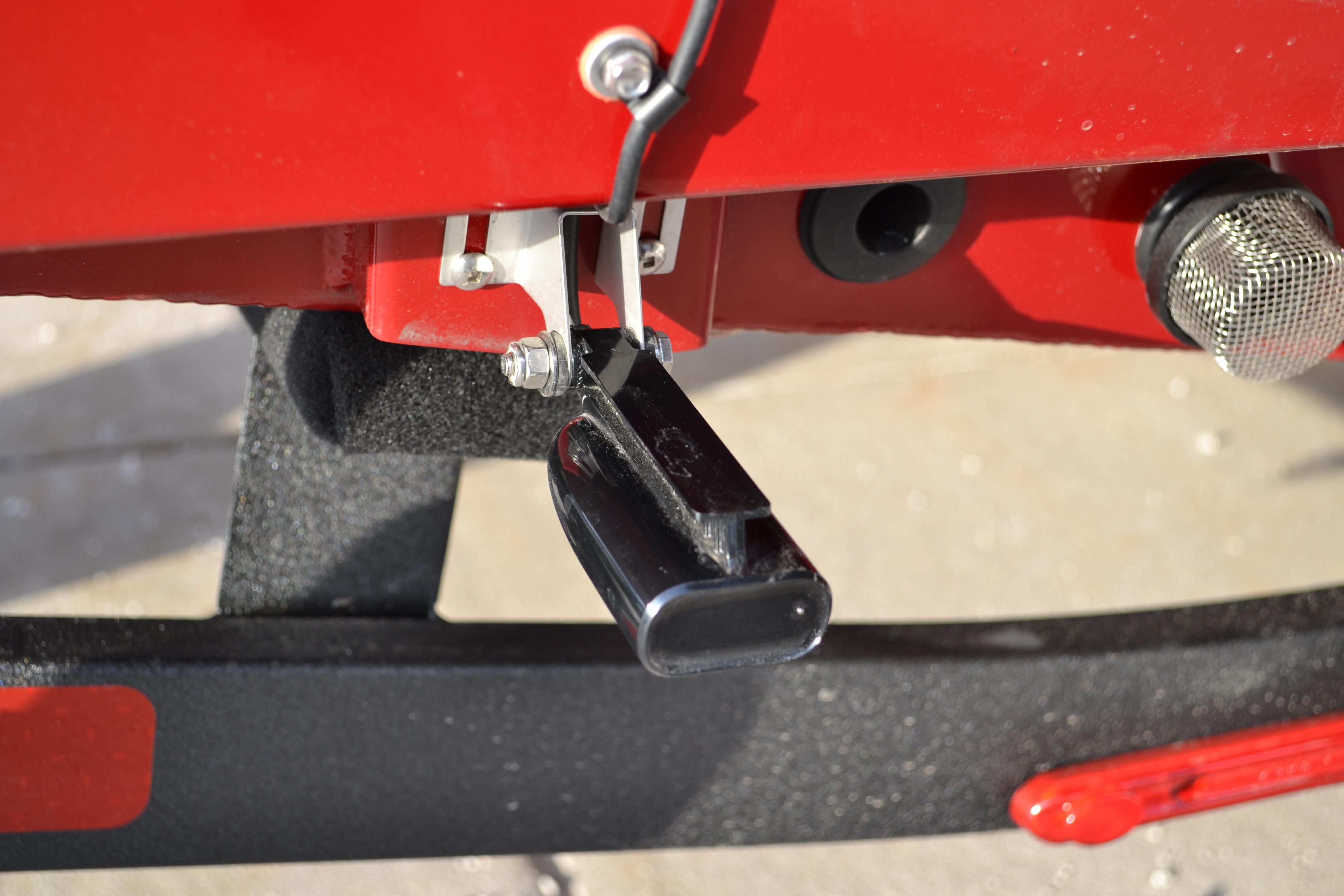 Close-up of 2026 Ranger RT188 boat trailer hitch mechanism.