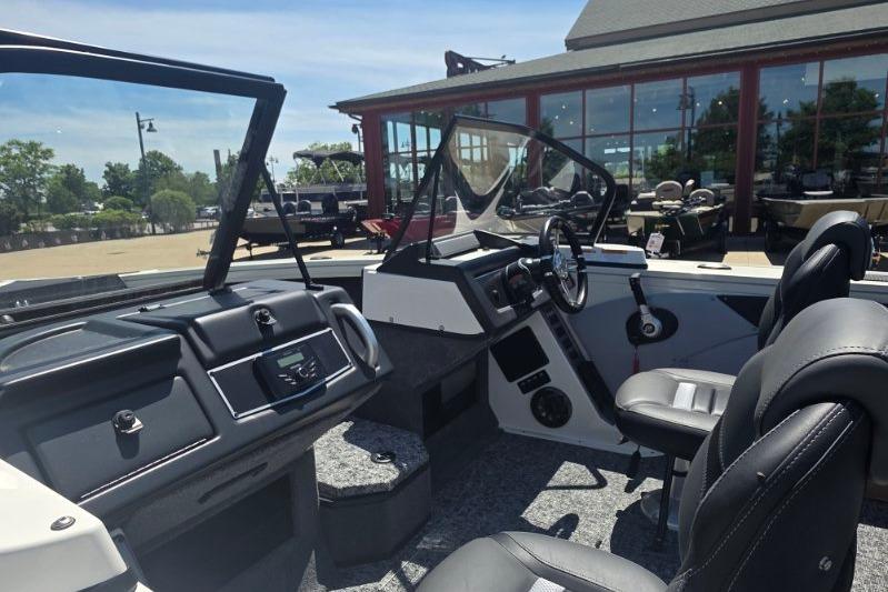 Interior view of 2026 Ranger VX1888 WT boat with modern dashboard and seating.