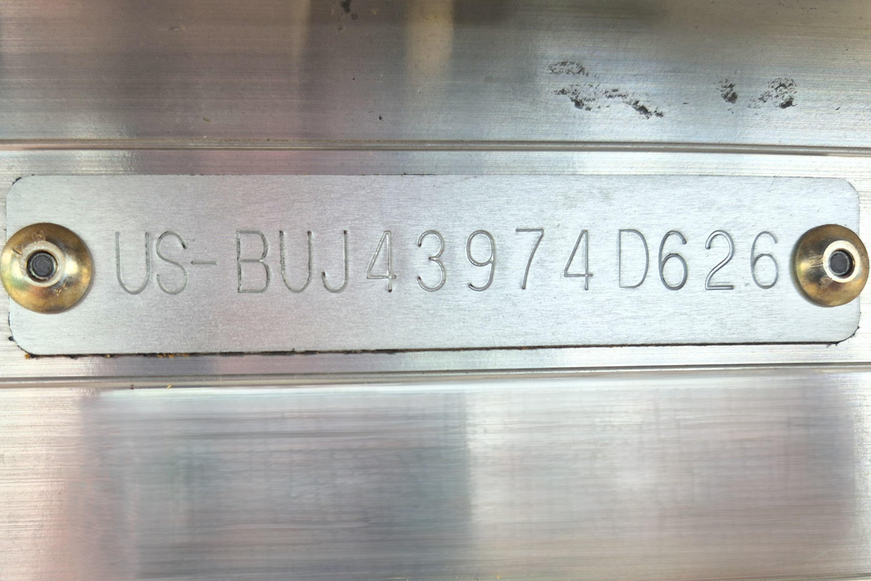 Hull identification number on a 2026 Sun Tracker Party Barge 20 DLX.