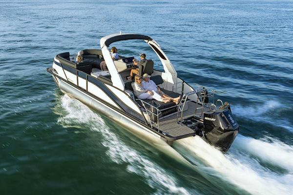 Manufacturer Provided Image: Manufacturer Provided Image: 2025 Harris Grand Mariner 250 cruising on open water with passengers enjoying the ride.