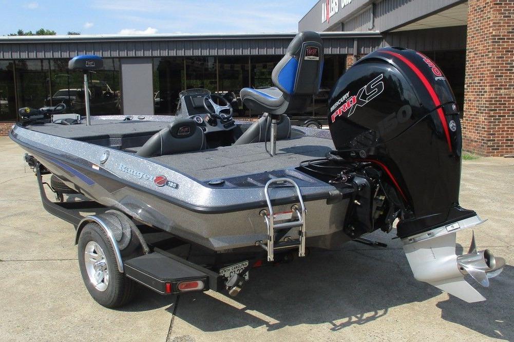 2022 Ranger Z185 boat with Mercury Pro XS engine, parked outdoors.