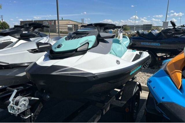 A 2026 Sea-Doo PWC GTI 130 WH IBR 26 STD jet ski on a trailer.