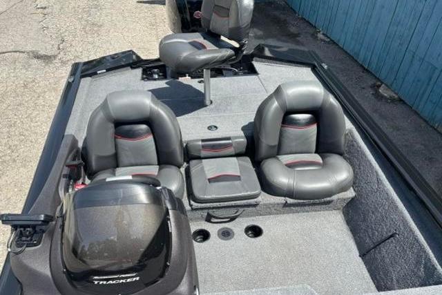 2023 Tracker Pro Team 190 TX Tournament Edition boat interior with seating and steering console.