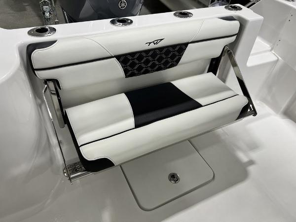 Bench seat in 2023 Tidewater 232 CC Adventure boat.