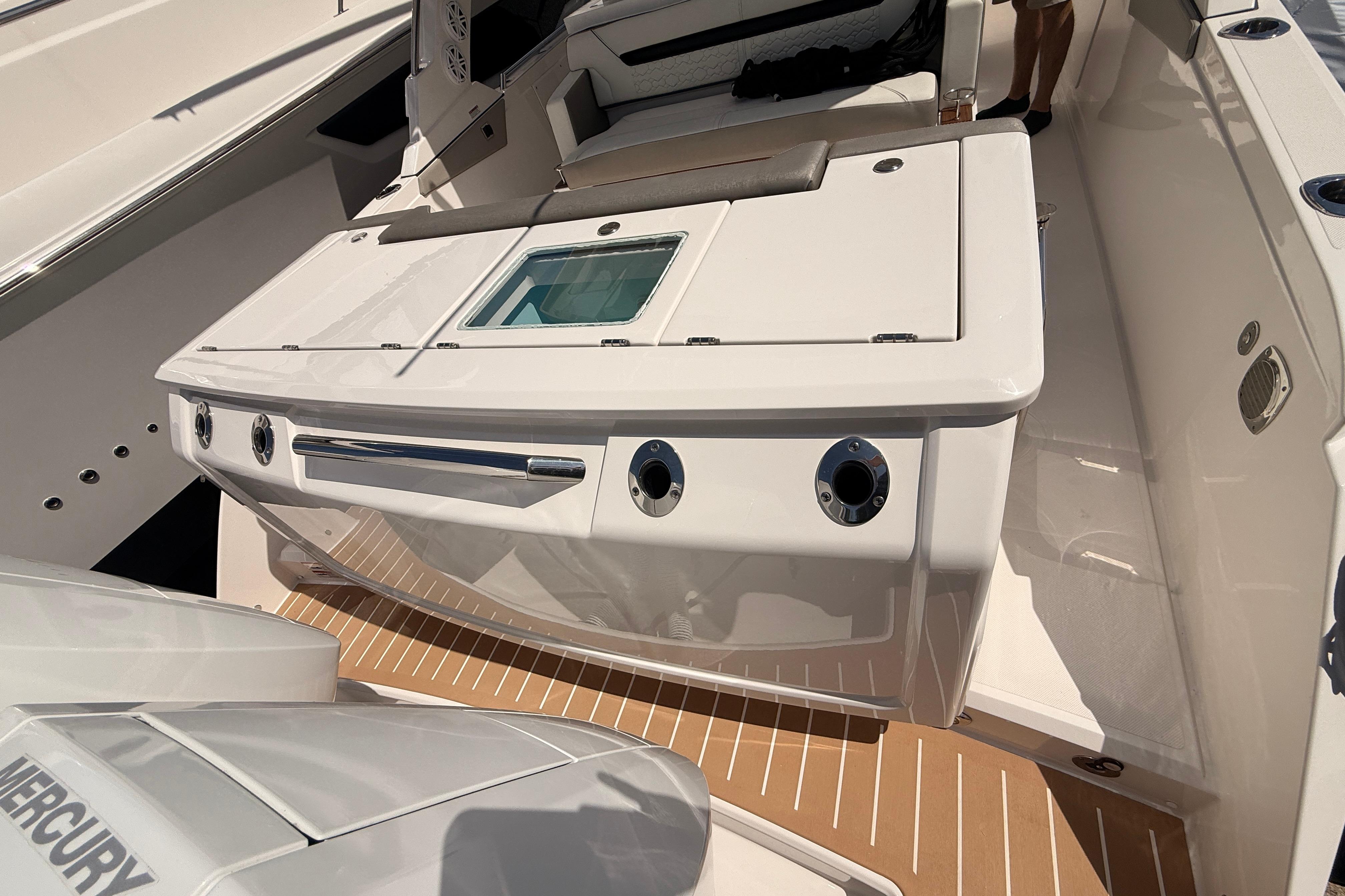 2024 Tiara Yachts 34 LS boat interior with sleek design and modern amenities.