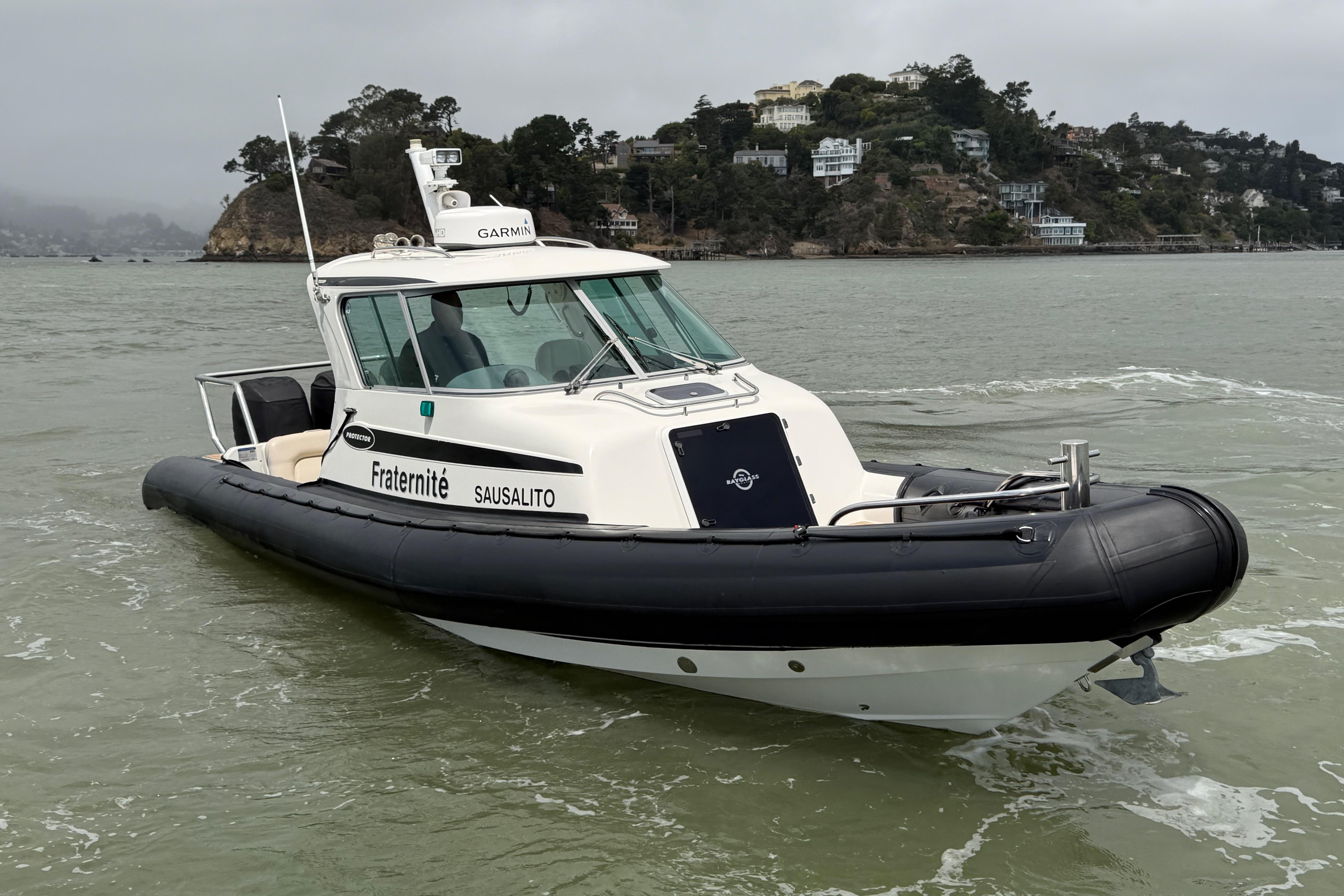 2016 Protector Targa 30 boat named "Fraternité" in Sausalito waters.