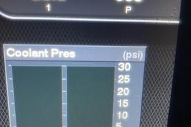 Display screen showing coolant pressure in psi on a 2020 Tidewater 220 CC boat.