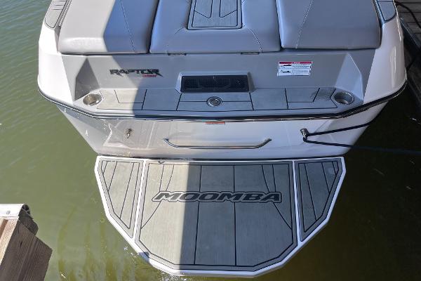 2024 Moomba Max boat with Raptor engine, rear deck view.