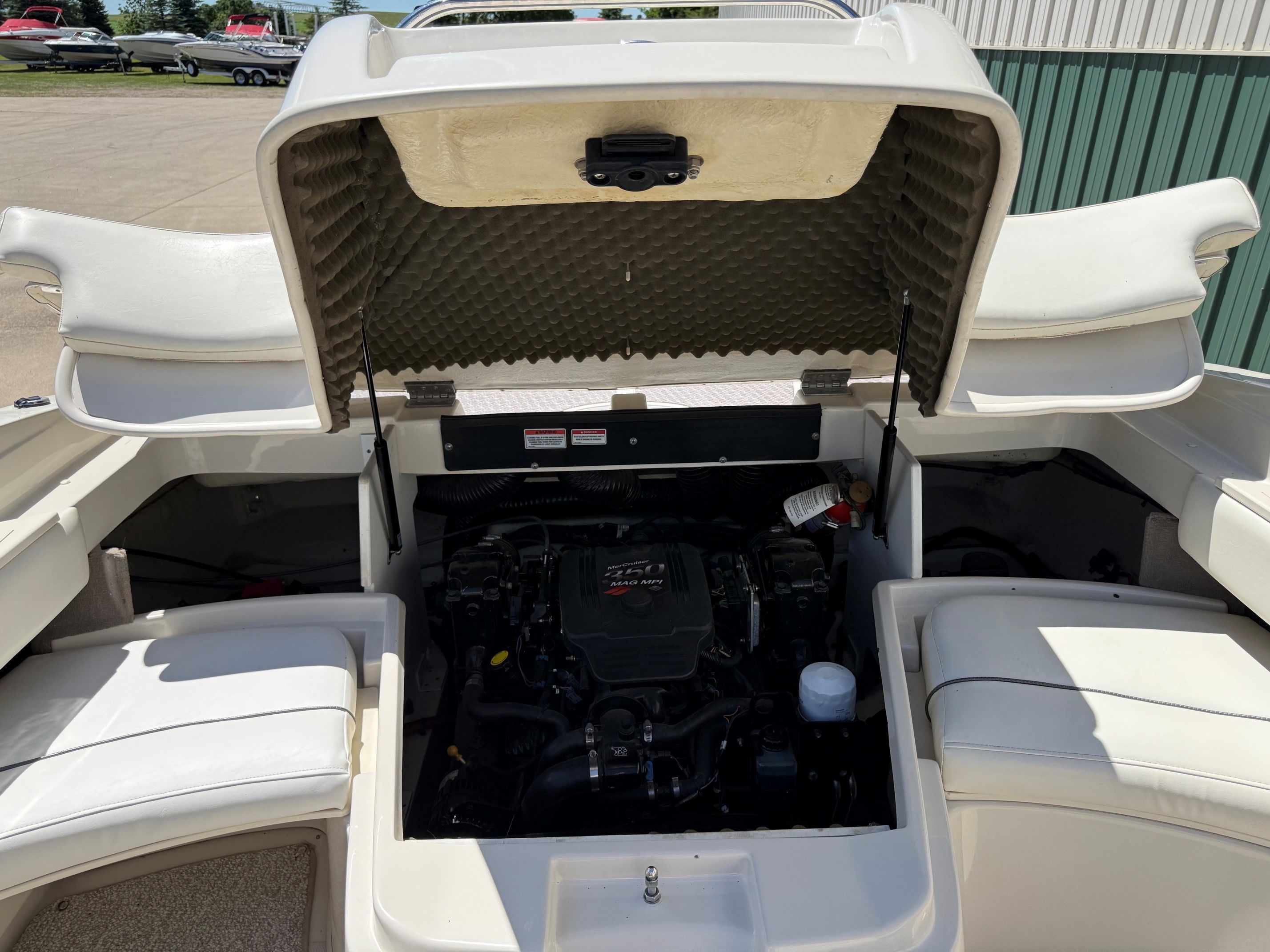 Engine compartment of a 2007 Sea Ray 230 Select boat.