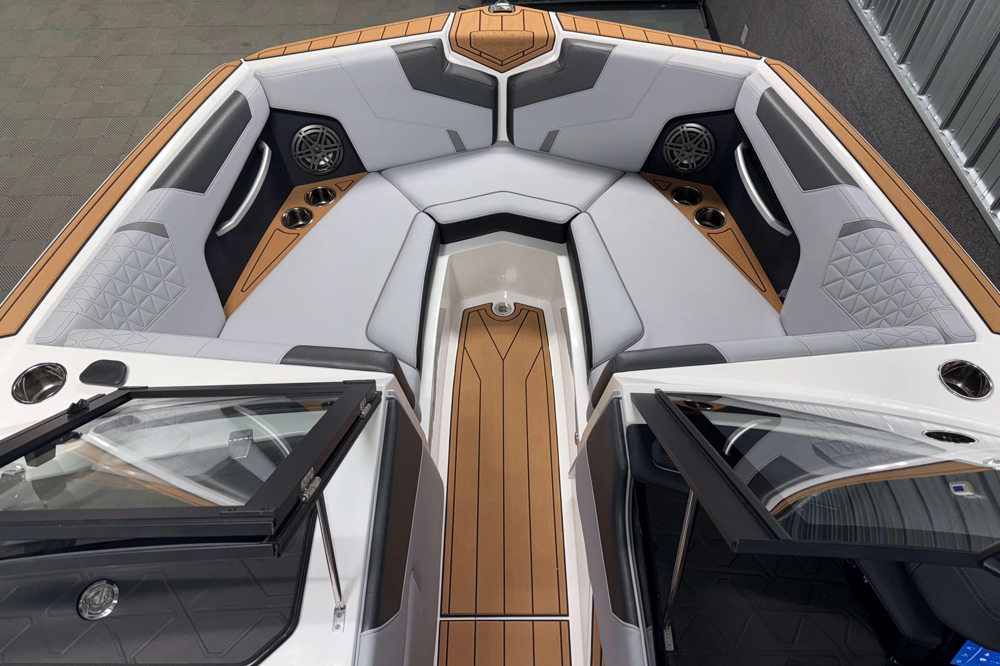 2026 Nautique Super Air Nautique GS22 boat interior with luxurious seating and modern design.