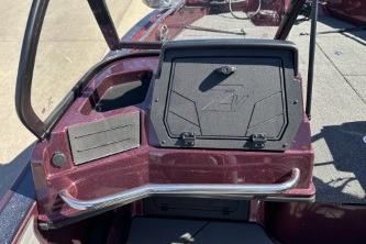 2026 Nitro ZV20 Pro boat dashboard with storage compartment, maroon finish.
