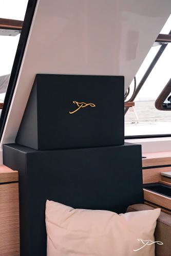 Interior of 2025 Nautitech 40 Open yacht, featuring modern design elements.