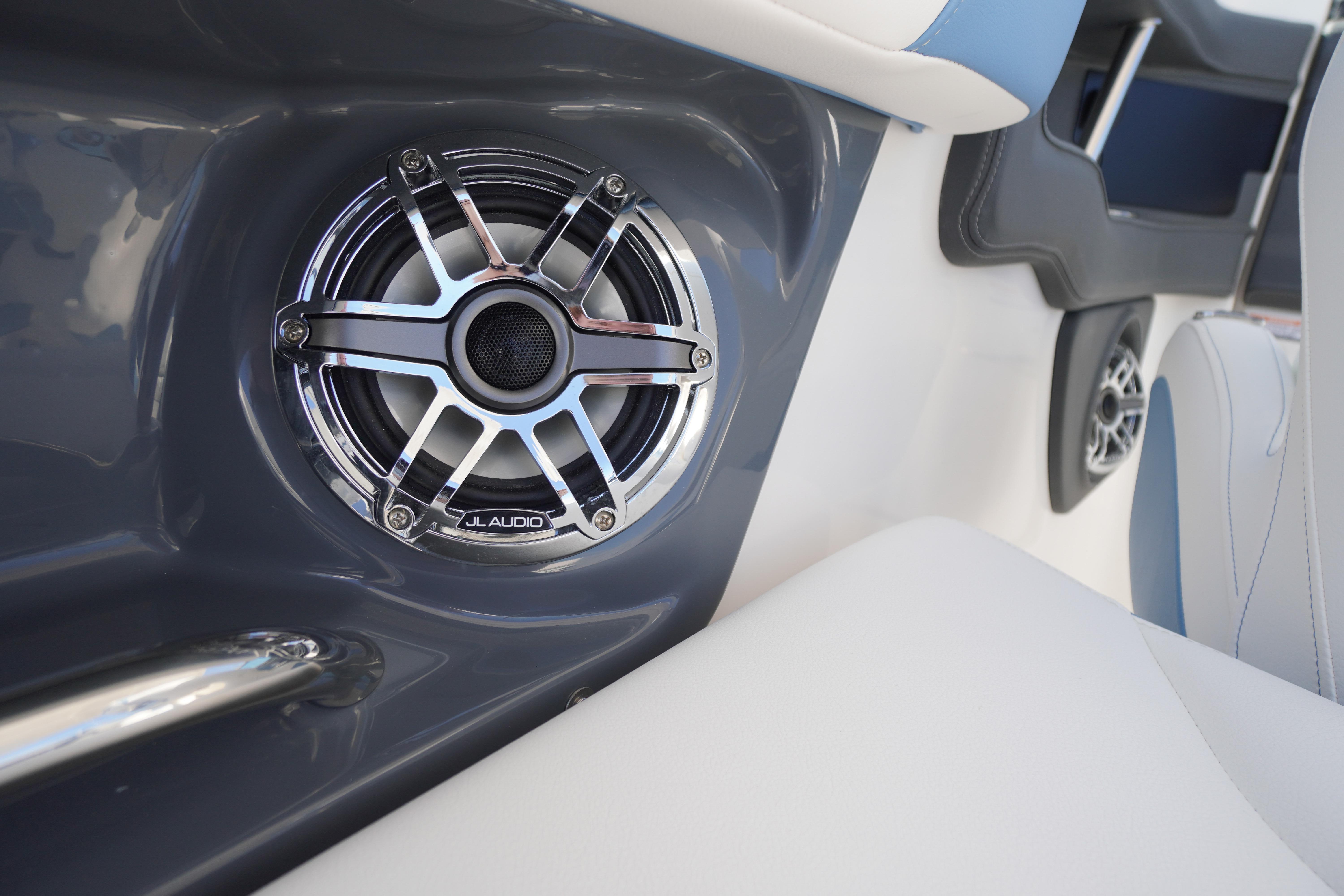 Speaker system on 2026 Chaparral 270 OSX boat, featuring JL Audio components.