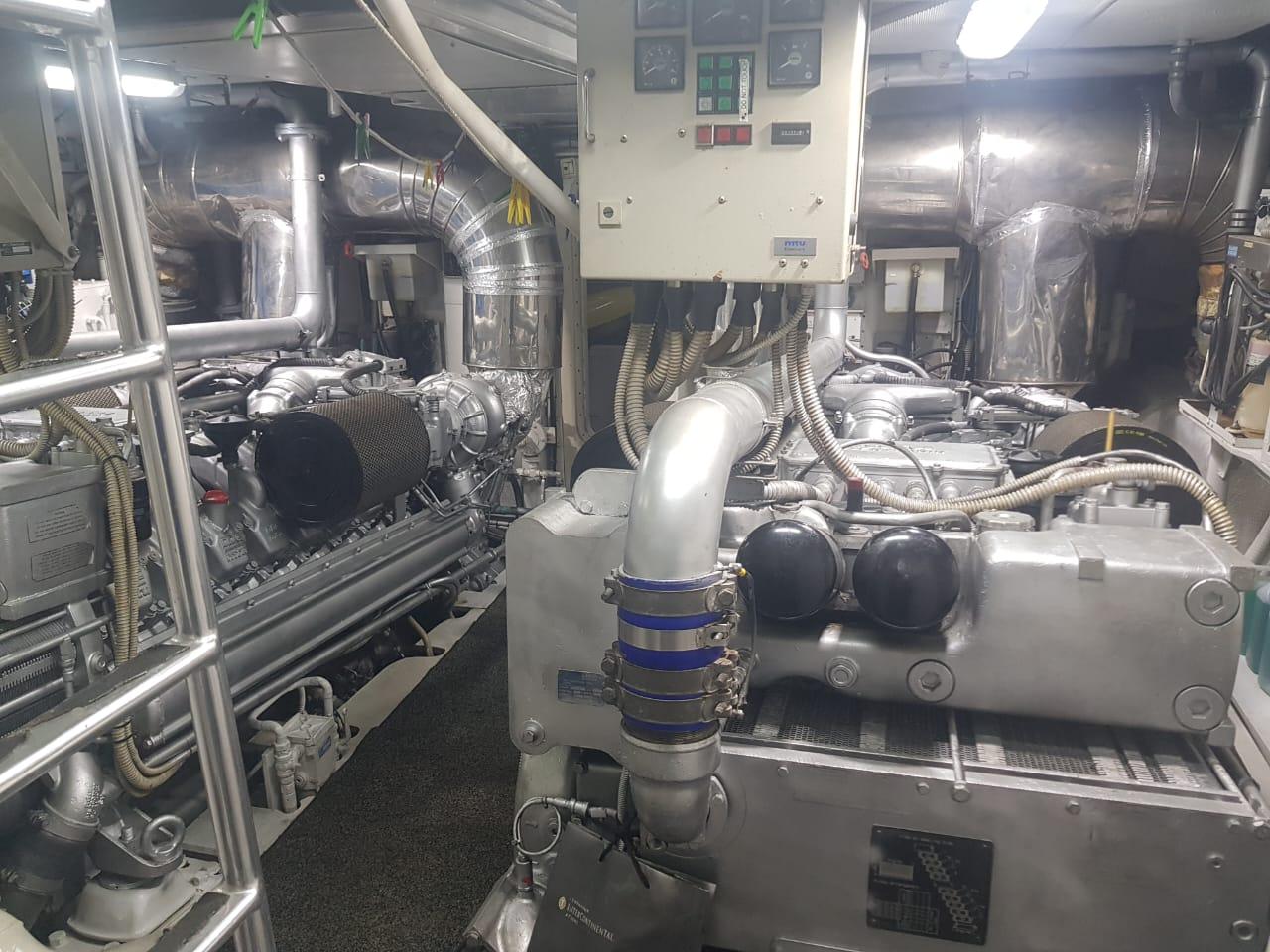 Engine room of Arno Leopard 27 yacht, built in 1996.