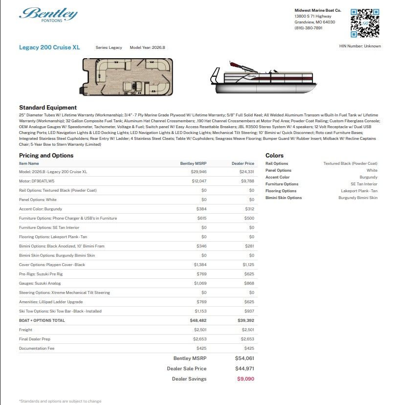 2027 Bentley Pontoons 200 LEGACY CRUISE XL - 2