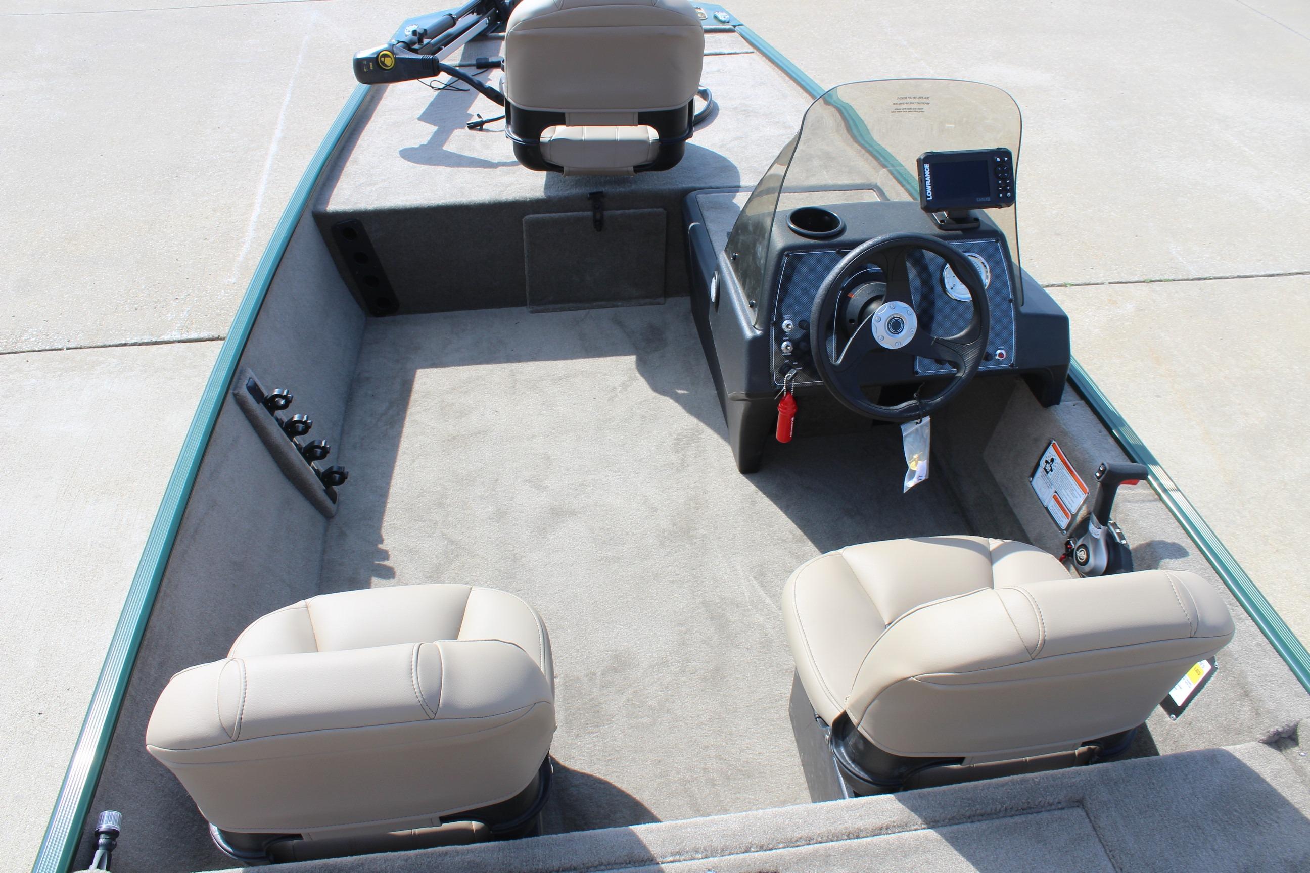 2026 Tracker Bass Tracker Classic Limited boat interior with steering console and seating.
