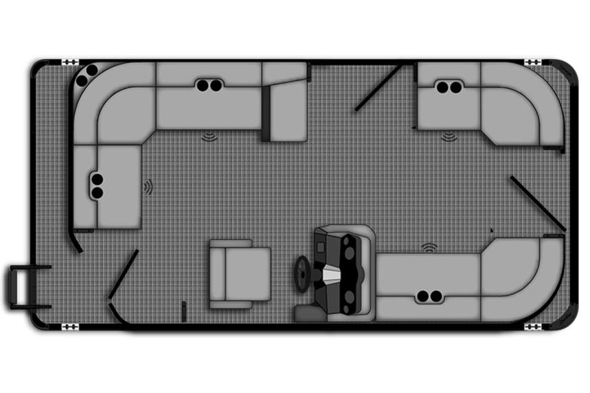 Top view layout of 2026 Bentley Pontoons LE 180 CR, featuring spacious seating and helm.