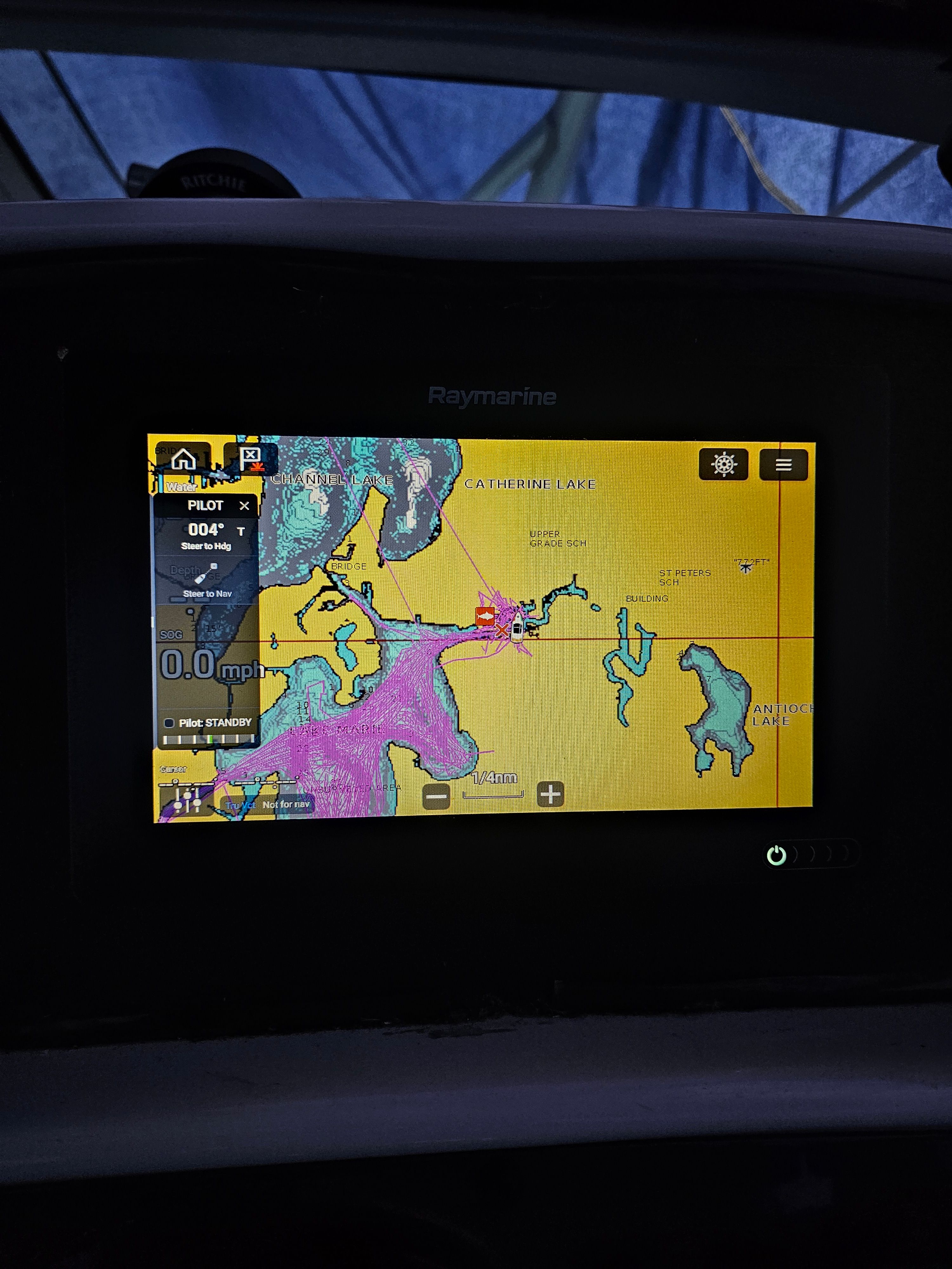 Raymarine GPS map on 2005 Robalo R265 Walkaround.
