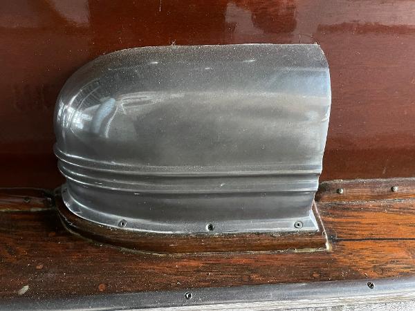 1951 Chris-Craft Catalina boat detail with polished metal and wood finish.