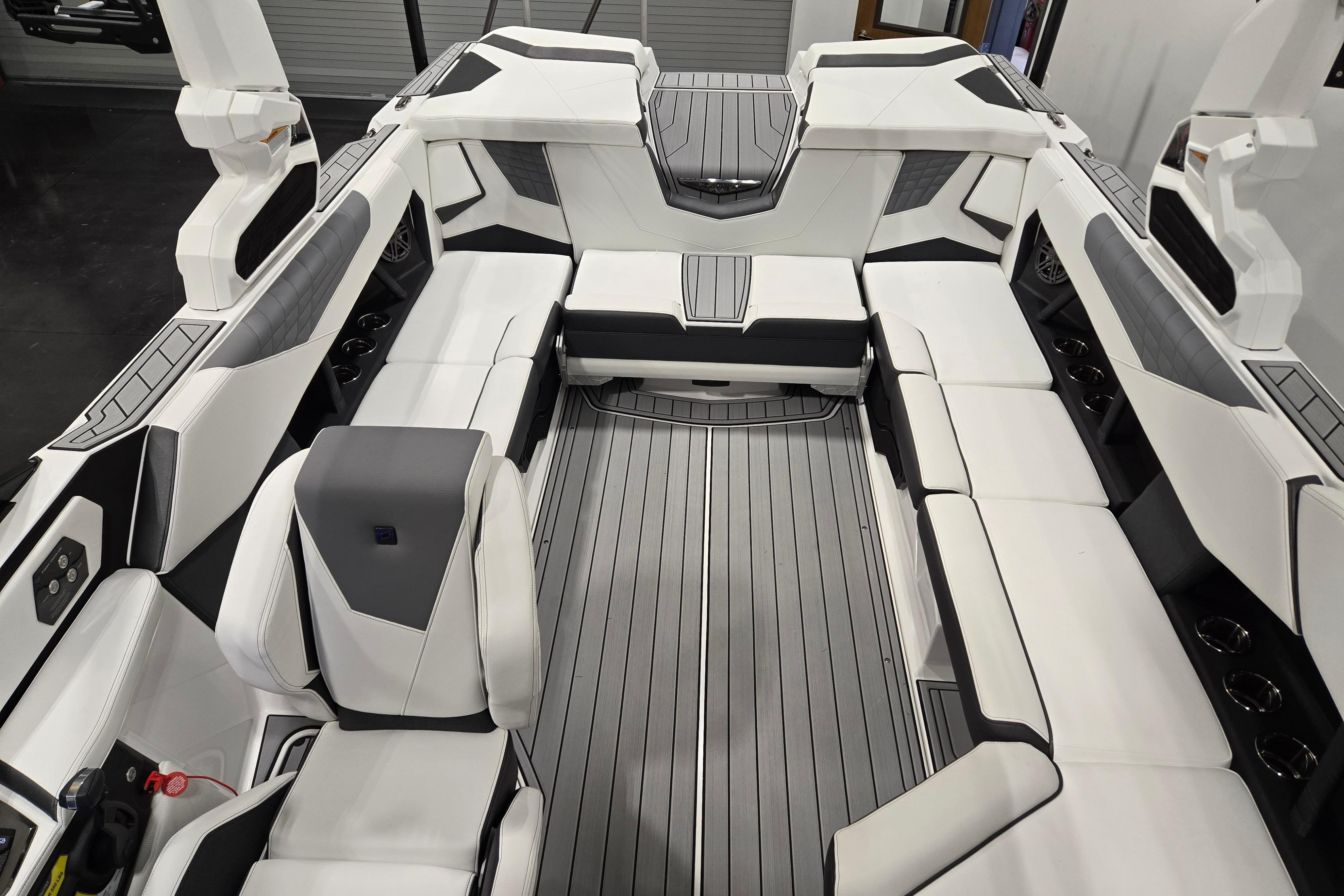 2026 Nautique Super Air Nautique S23 interior with sleek, modern seating and stylish design.