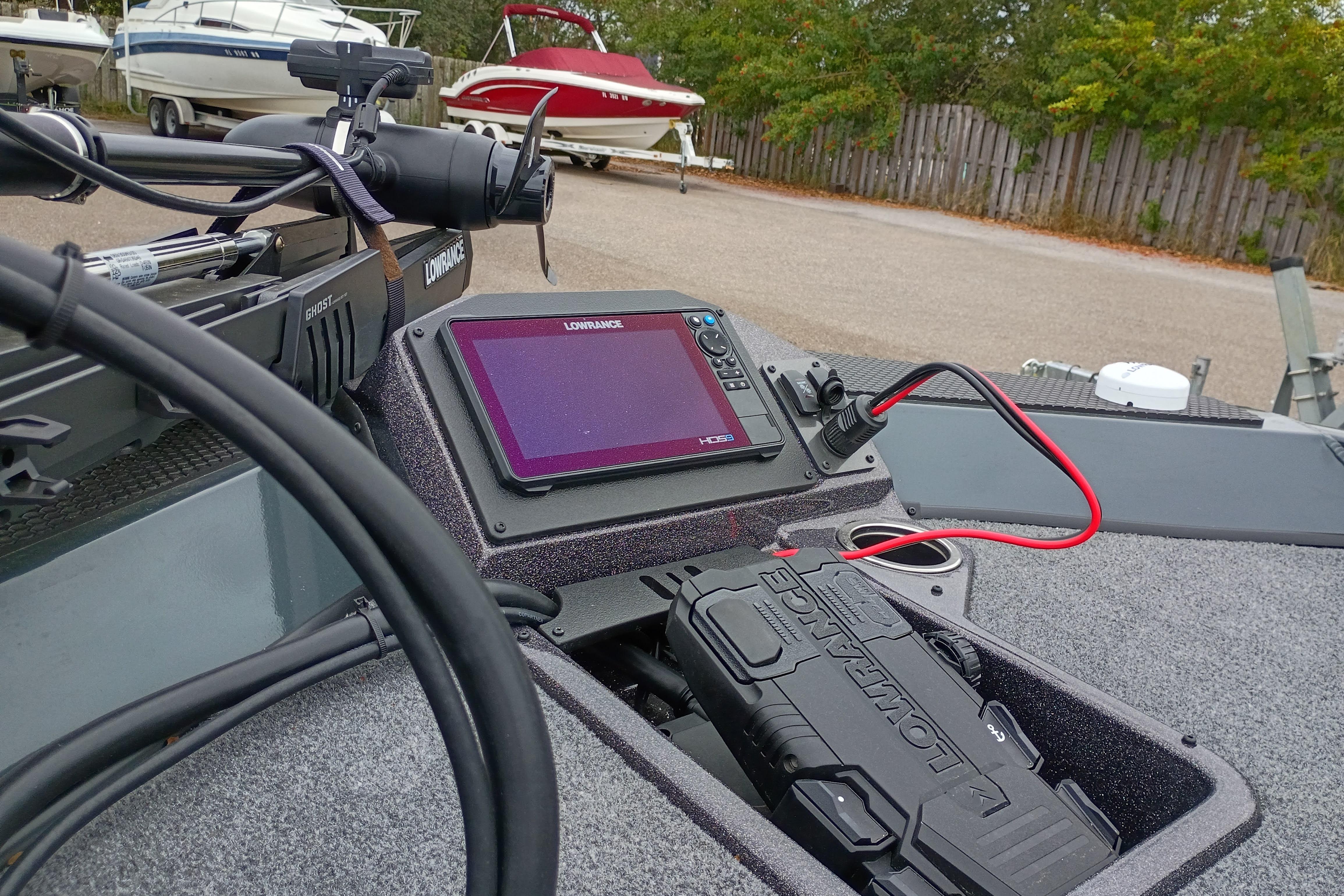 2026 Ranger RT198P boat dashboard with Lowrance electronics and Ghost trolling motor.