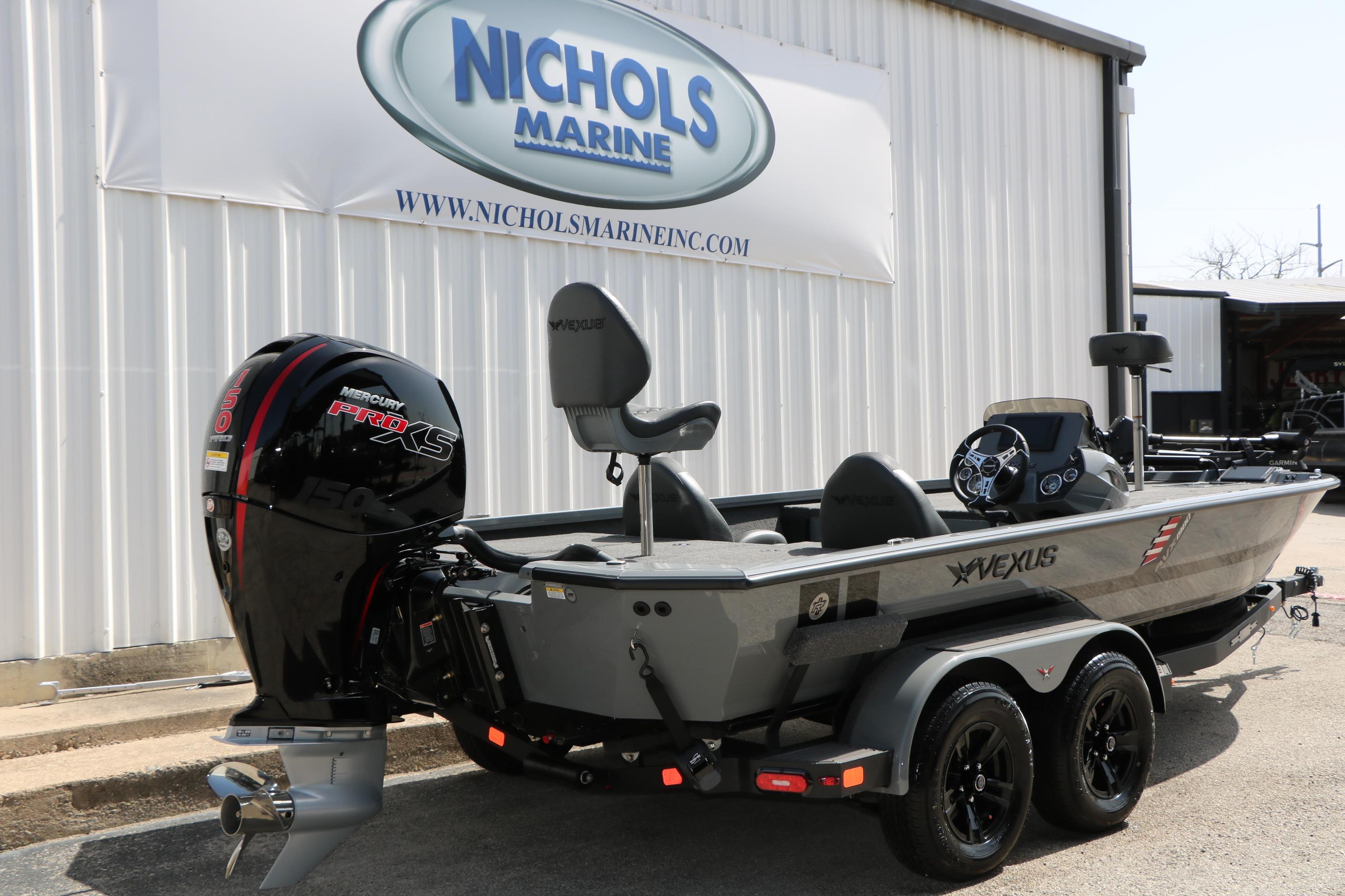 2026 Vexus AVX1980 boat with Mercury Pro XS engine at Nichols Marine dealership.