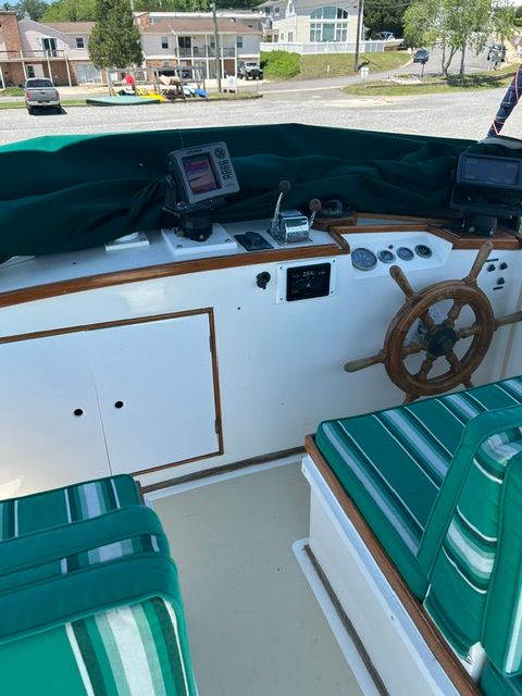 Interior of a 1980 Grand Banks 32 Sedan yacht.