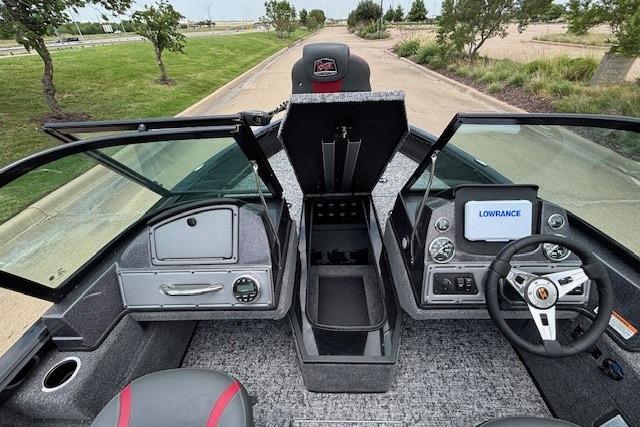 2026 Ranger VS1782SC Angler boat interior with steering wheel, dashboard, and Lowrance display.