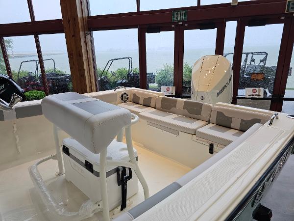Interior view of 2025 Mako 214 Center Console boat.