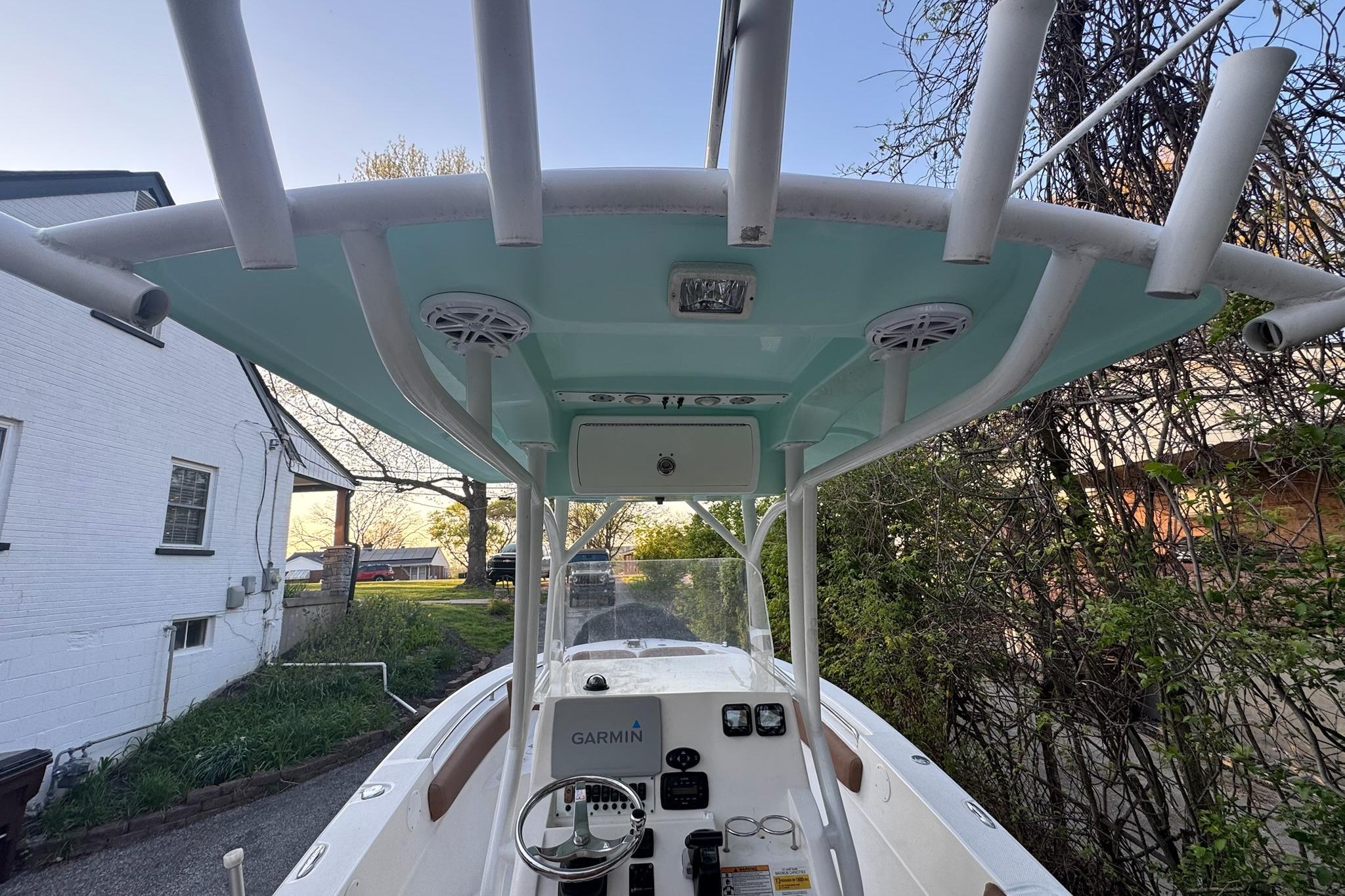 2013 Sea Fox 246 Commander boat with T-top and Garmin navigation system.