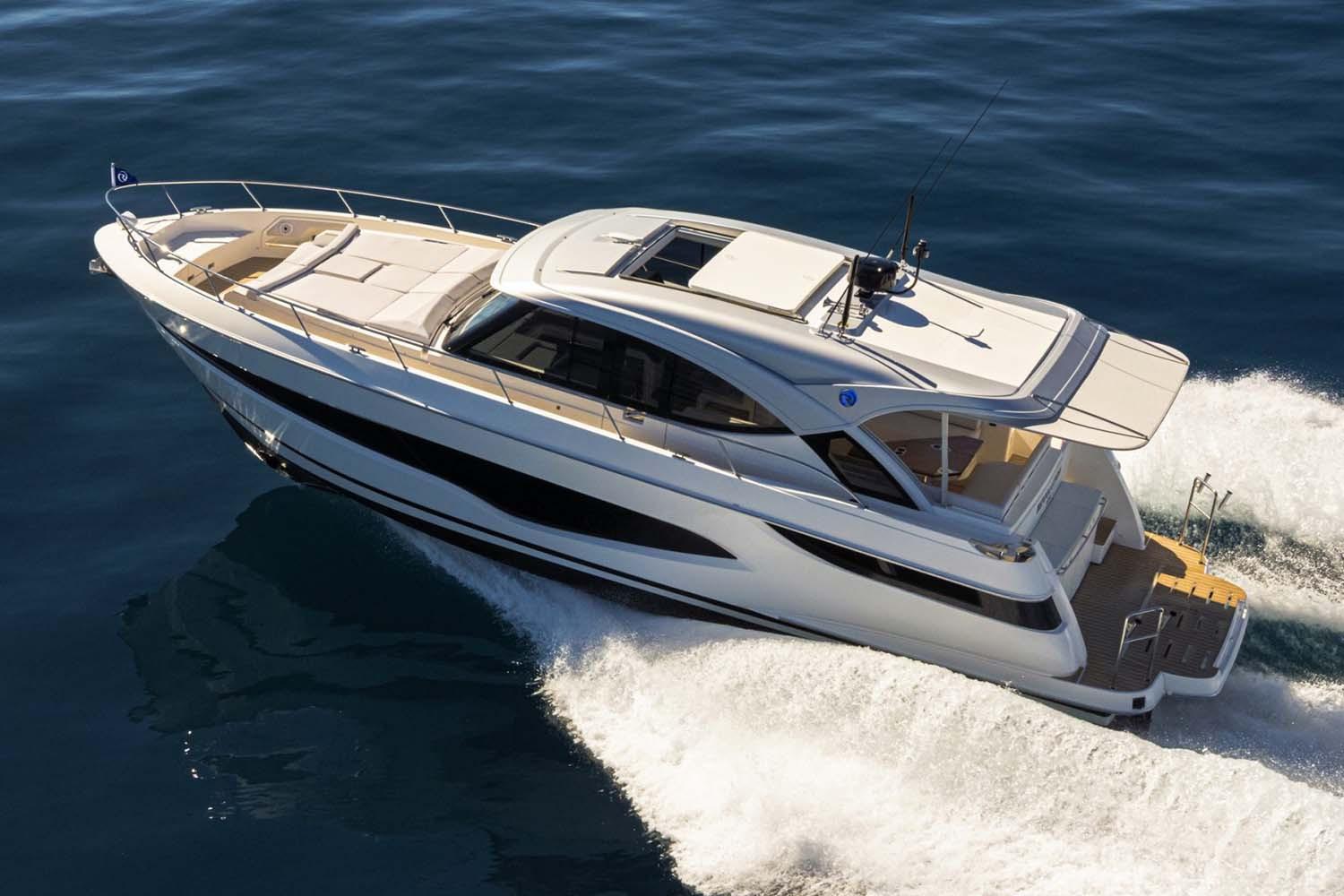 Manufacturer Provided Image: 2026 Riviera 4300 Sport Express yacht cruising on open water.