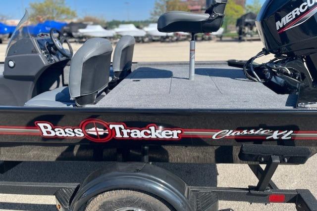 2026 Tracker Bass Tracker Classic XL boat with Mercury engine, parked on a trailer.