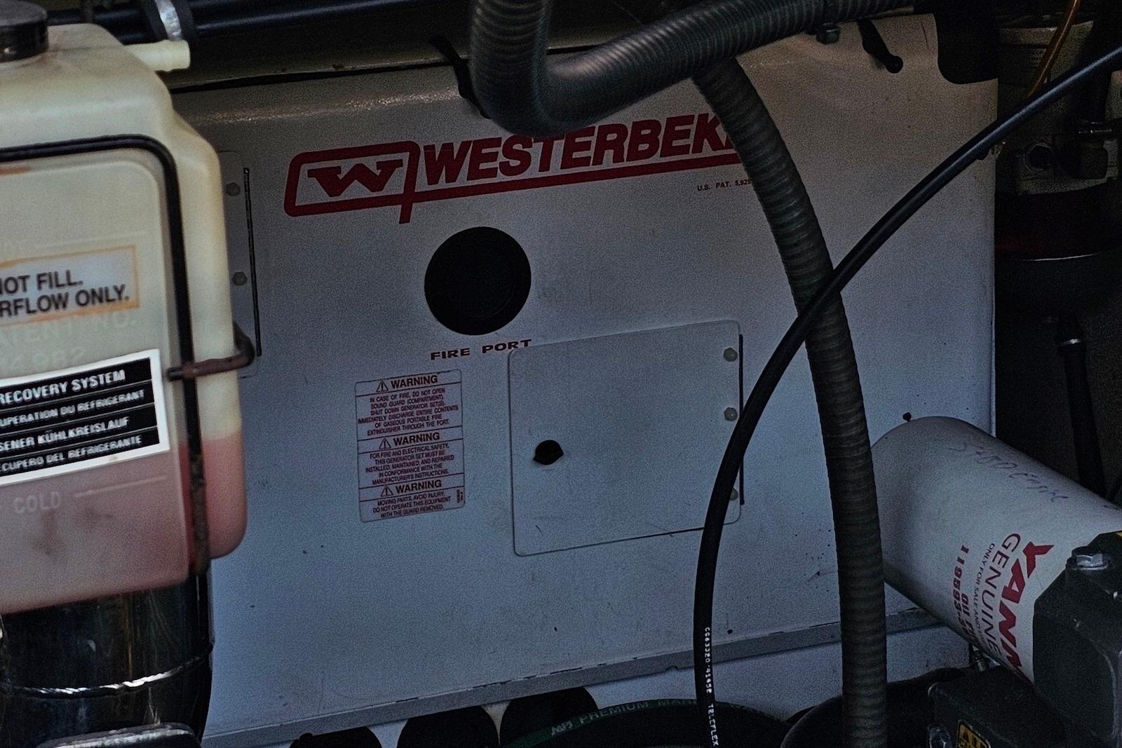 Engine compartment of a 2004 Formula 40 Performance Cruiser with Westerbeke components.