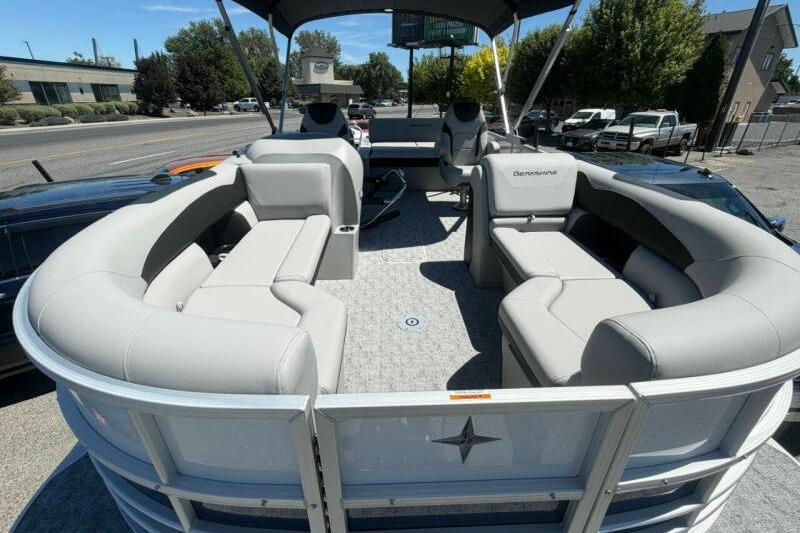 2026 Berkshire LE 24' Ultra Lounger pontoon boat with spacious seating and modern design.