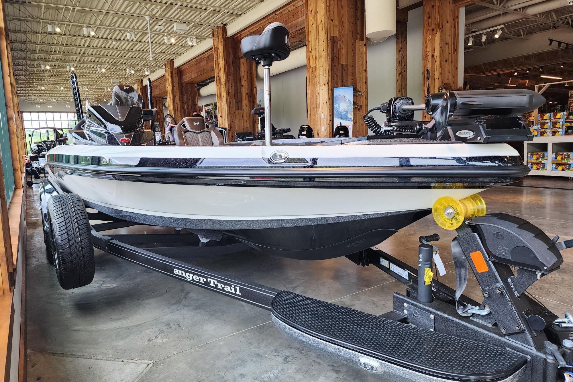 2026 Ranger Z520R boat displayed indoors on a trailer.