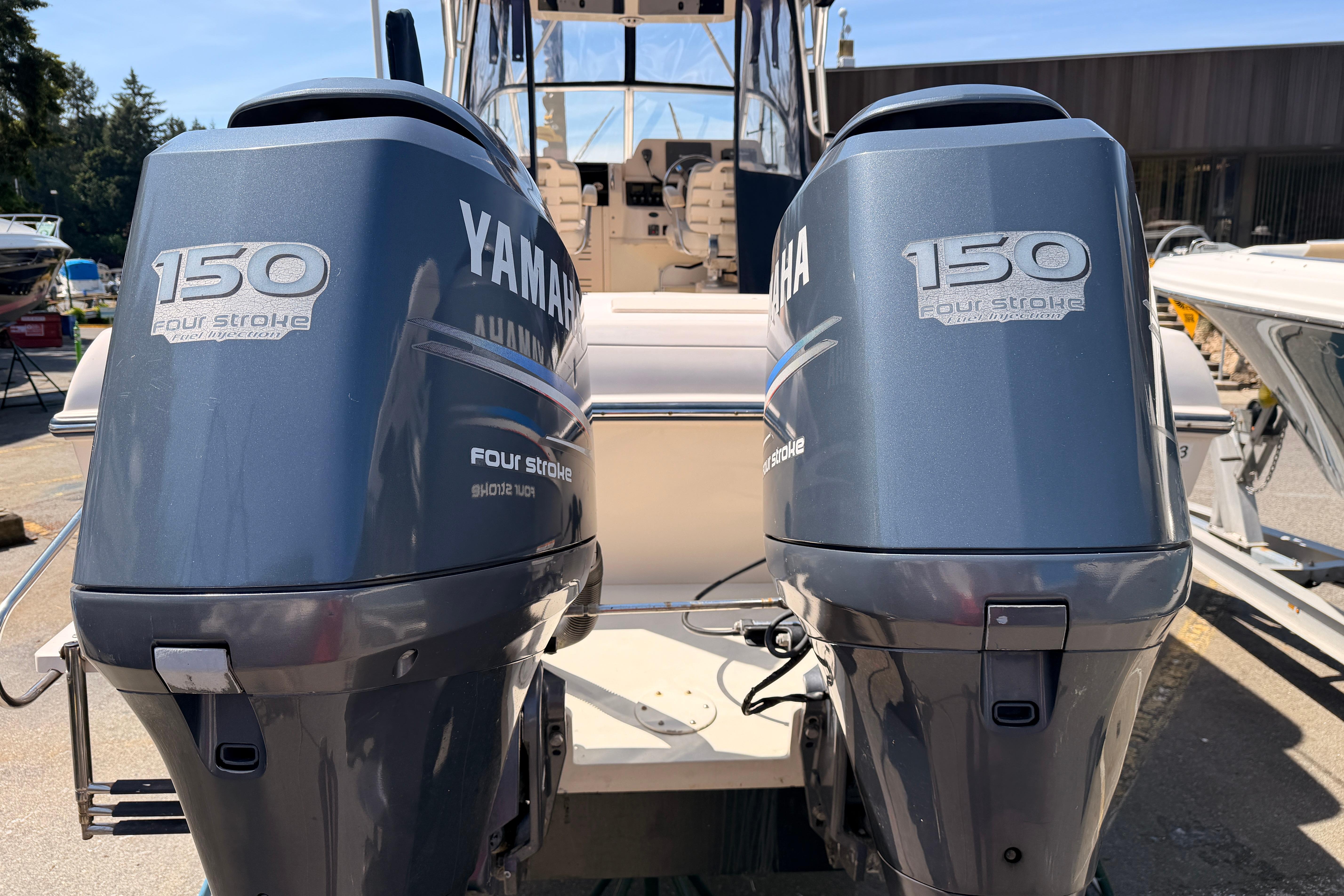 Twin Yamaha 150 four-stroke engines on a 2008 Grady-White Gulfstream 232 boat.
