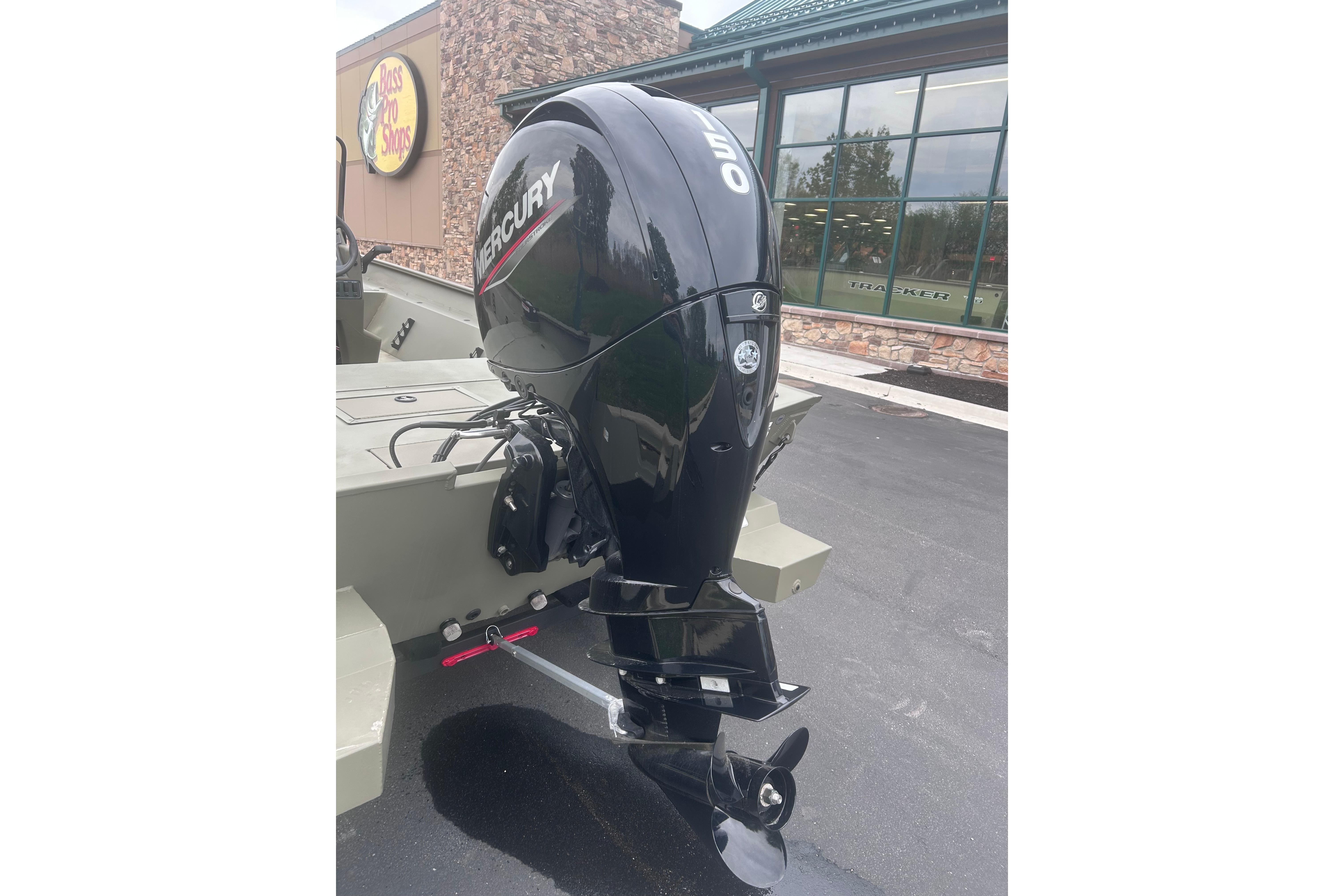 2024 Tracker Grizzly 2072 CC boat with Mercury 150 outboard motor at Bass Pro Shops.