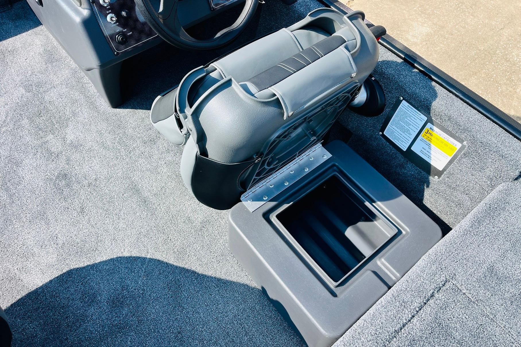 2026 Tracker Bass Tracker Classic XL boat interior with storage compartment and seating.