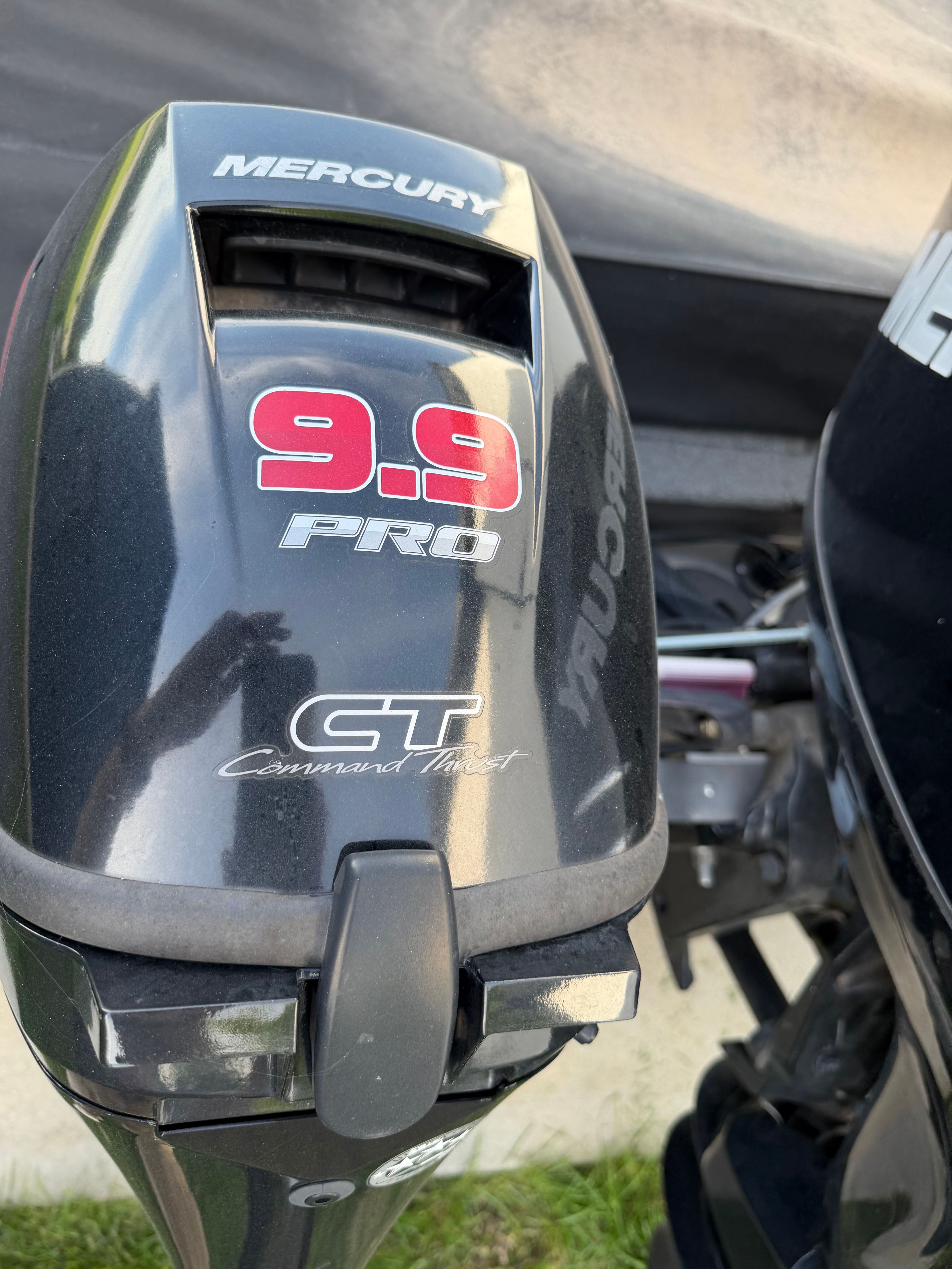 Mercury 9.9 Pro outboard motor on Lund boat, 2017 model.