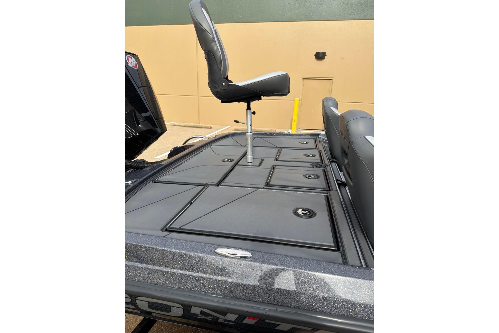 2026 Nitro Z20 XL boat deck with seating and storage compartments.